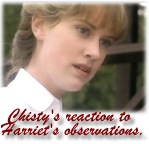 Christy reacts to what Harriet tells her!